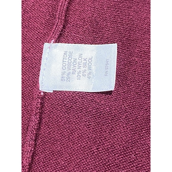 J.Jill Open Front Cotton Wool Silk Blend Long Line Cardigan Burgundy Women's M - Picture 7 of 7